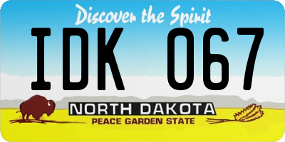 ND license plate IDK067