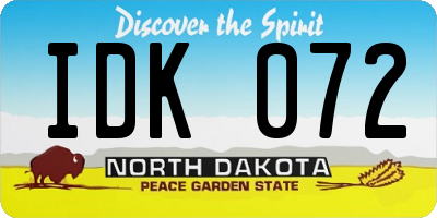 ND license plate IDK072