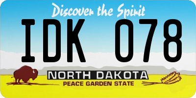 ND license plate IDK078