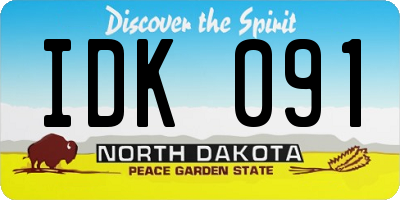 ND license plate IDK091