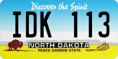 ND license plate IDK113