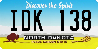 ND license plate IDK138