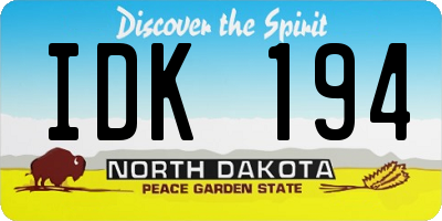 ND license plate IDK194
