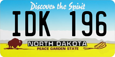ND license plate IDK196