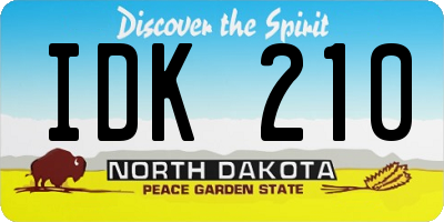 ND license plate IDK210