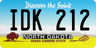 ND license plate IDK212
