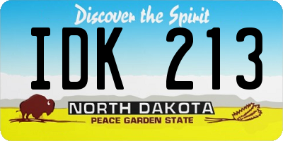 ND license plate IDK213