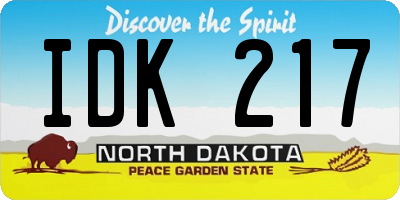 ND license plate IDK217