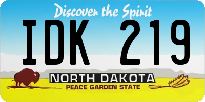 ND license plate IDK219