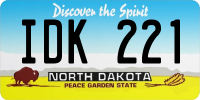ND license plate IDK221