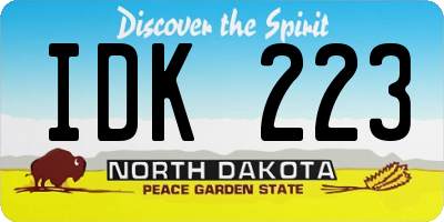 ND license plate IDK223