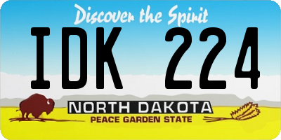ND license plate IDK224