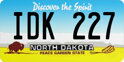 ND license plate IDK227