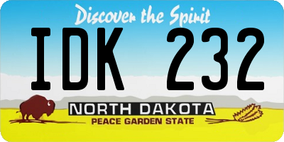 ND license plate IDK232