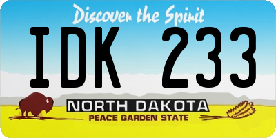 ND license plate IDK233