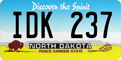 ND license plate IDK237