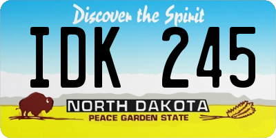 ND license plate IDK245