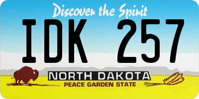 ND license plate IDK257