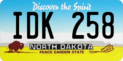 ND license plate IDK258