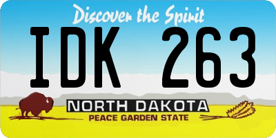 ND license plate IDK263