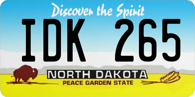 ND license plate IDK265