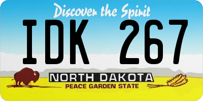 ND license plate IDK267