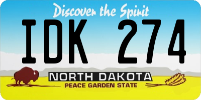 ND license plate IDK274