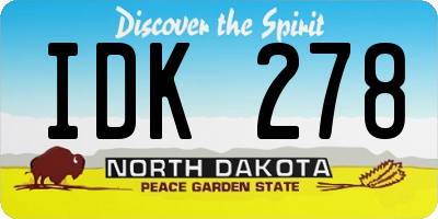 ND license plate IDK278
