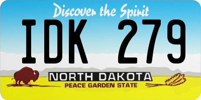 ND license plate IDK279