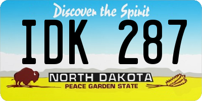 ND license plate IDK287