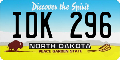 ND license plate IDK296