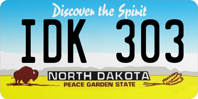 ND license plate IDK303