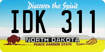 ND license plate IDK311