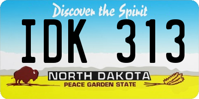 ND license plate IDK313