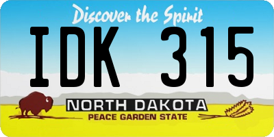 ND license plate IDK315