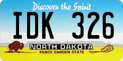 ND license plate IDK326