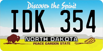 ND license plate IDK354
