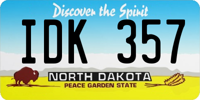 ND license plate IDK357
