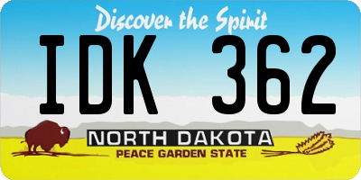 ND license plate IDK362