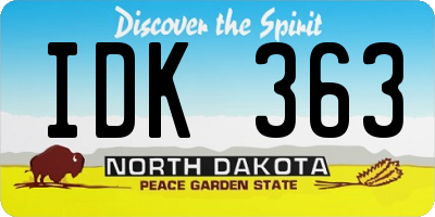 ND license plate IDK363