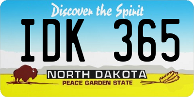 ND license plate IDK365
