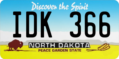 ND license plate IDK366