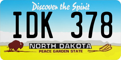 ND license plate IDK378