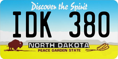 ND license plate IDK380