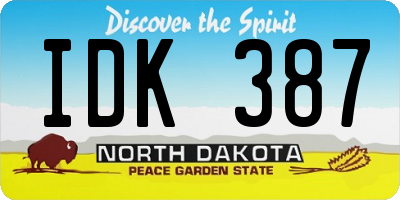 ND license plate IDK387