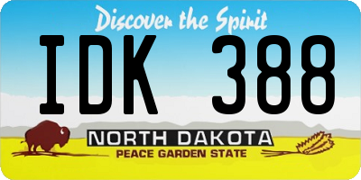 ND license plate IDK388