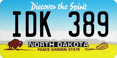 ND license plate IDK389