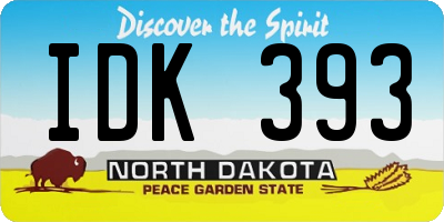 ND license plate IDK393