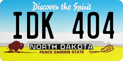 ND license plate IDK404