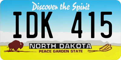 ND license plate IDK415